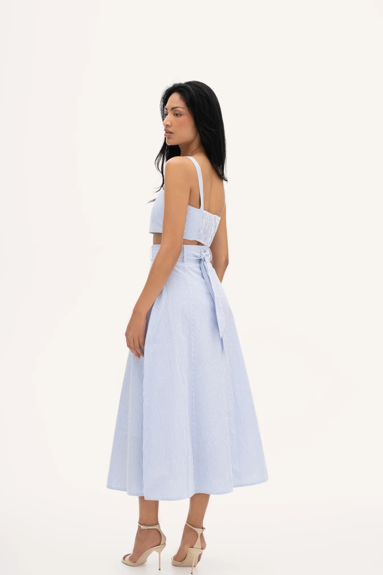 Women's Gia White and Blue Midi Dress — gallery image